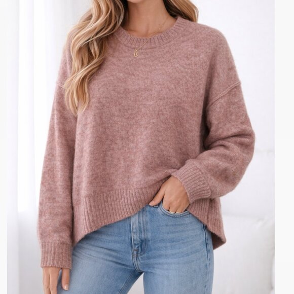 Lucky Brand Sweaters - Lucky Brand Pink Sweater Size L Soft Knit Crewneck Cozy Relaxed Fit